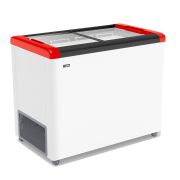 ЛАРЬ МОРОЗИЛЬНЫЙ GELLAR FG 350 С ПРЯМОЕ СТЕКЛО КРАСНЫЙ (ПРОПАН)