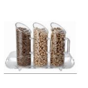 Диспенсер для сыпучих продуктов, три емкости по 1л  39,5x12см h26см, акрил 41806-03