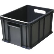 Ящик сплошной 400х300х230мм, 21.6л., п/э, цвет чёрный 703.03.01