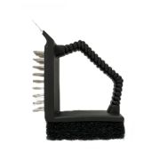 Щетки д/гриля (Китай) Щетка для гриля 9*6 см. со стальной щетиной h=1.5 см., со скребком и губкой /1/10/