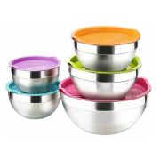 MGsteel Миска 2,5 л. d=22 см. h=10,5 см. полусферическая, нерж. с желтой крышкой п/п MGsteel /1/