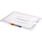 Пластик (Россия) Крышка для гастроем. 1/2 с отверстием для ложки поликарб. прозрачная Рс /1/8/