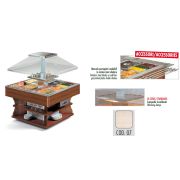 СТОЛ ШВЕД.ПОДОГРЕВАЕМЫЙ TECFRIGO OASI 8 M DRY НЕОКРАШ. ДЕРЕВО+ПОЛКИ ДЛЯ ПОДНОСОВ