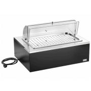 Мармит настольный (чефиндиш) GN1/1 с крышкой Roll-Top, электр., на дерев.подставке венге 51130930