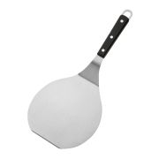 Нерж (Китай) Лопатка 36 см. изогнутая раб.часть 17,5*16,5 см. нерж. широкая для котлет с пластик. ручкой, черная  /1/