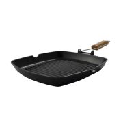 Abert (Италия) Сковорода-гриль 28*28 см. h=3,3 см. алюм. рифлен. с дерев. ручкой Abert /1/6/