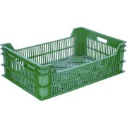 Ящики (Россия) Ящик 600*400*190 мм. для фруктов прямой перфорир. зеленый (крышка 73263, 73263) /1/48/