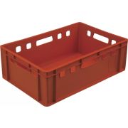 Ящики (Россия) Ящик 600*400*200 мм. для мяса Е2 прямой сплошной, красный (крышка 76402) /1/48/