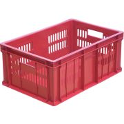 Ящики (Россия) Ящик 600*400*250 мм. колбасный прямой перфорир. дно сплошное, красный (крышка 76402) /1/36/