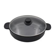 Алюминий (Россия) Сковорода d=26 см. h=6,5 см. 2,9 алюм.с антиприг.покрыт.глуб с крышкой с 2 ручками /1/