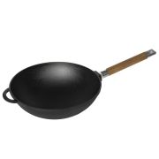 Чугун (Россия) Сковорода Wok d=24 см. h=8,2 см. 2,15 л. чугун со съем дерев. ручкой/1/6/