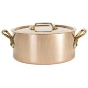 Кастрюля медная "VIP" 0,4л d10см h5,5см, с крышкой, ручки латунные 6447.10