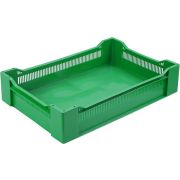 Ящики (Россия) Ящик 600*400*135 мм. ягодный прямой перфорир, дно сплошное, зеленый (крышка 73263, 73263) /1/72/