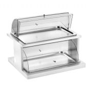 Поднос сервировочный для выкладки, 2 яруса, с охлажд. элем, на дерев. основании, цвет белый 511B1054